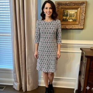 NWOT‎ Jude Connally Black White Pink Print Dress Size MEDIUM